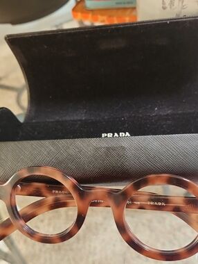 Prada Round Tortoiseshell Acetate Glasses - AND CASE